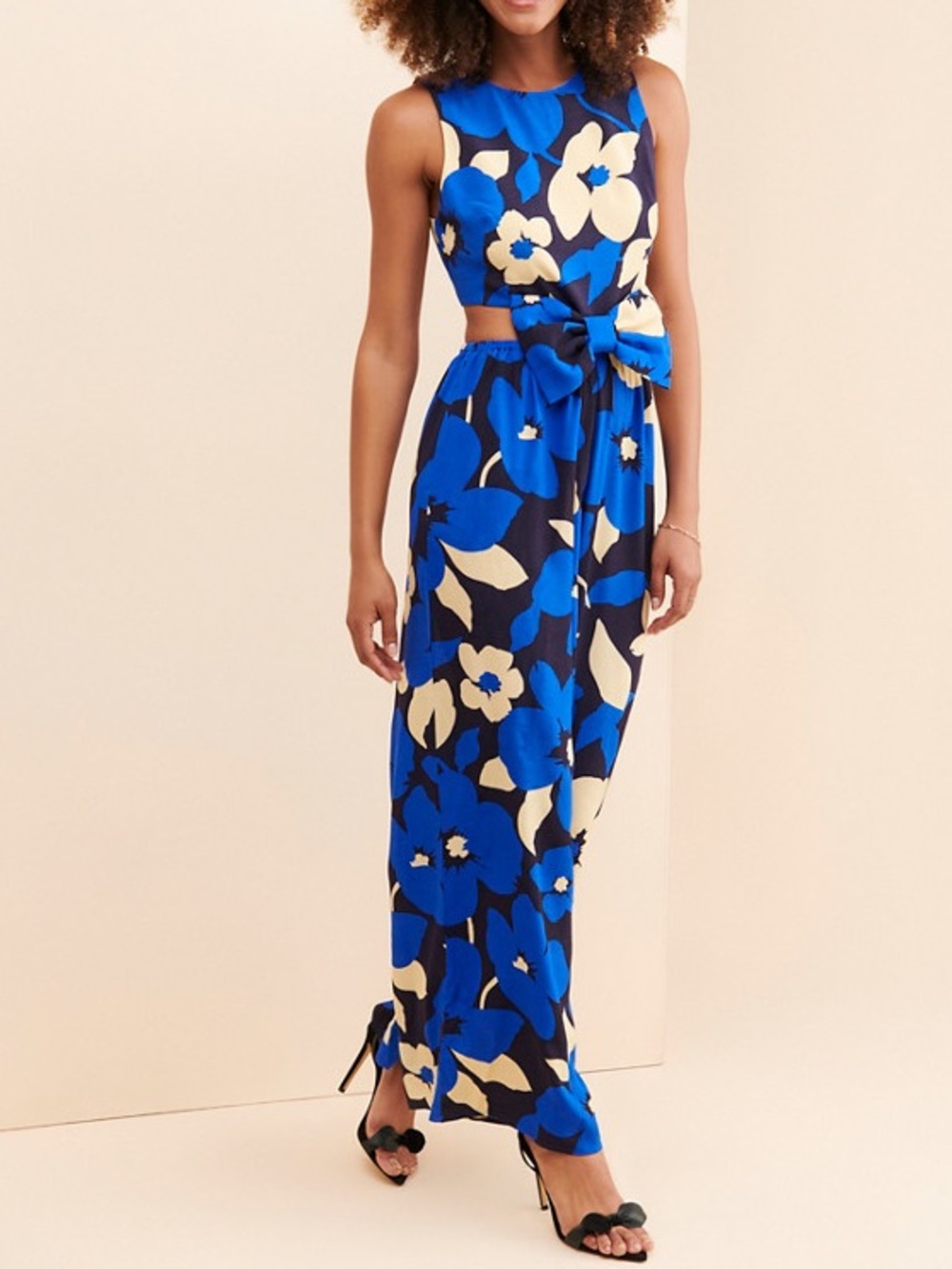 Anthropologie COREY LYNN CALTER Blue Cutout Wide Leg Jumpsuit